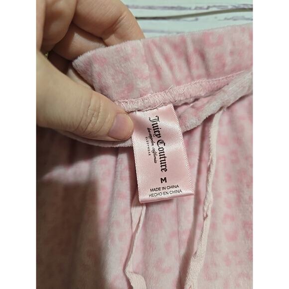 Juicy Couture Pink Leopard Drawstring Rhinestone Sweatpants Womans Size Medium - Picture 4 of 5